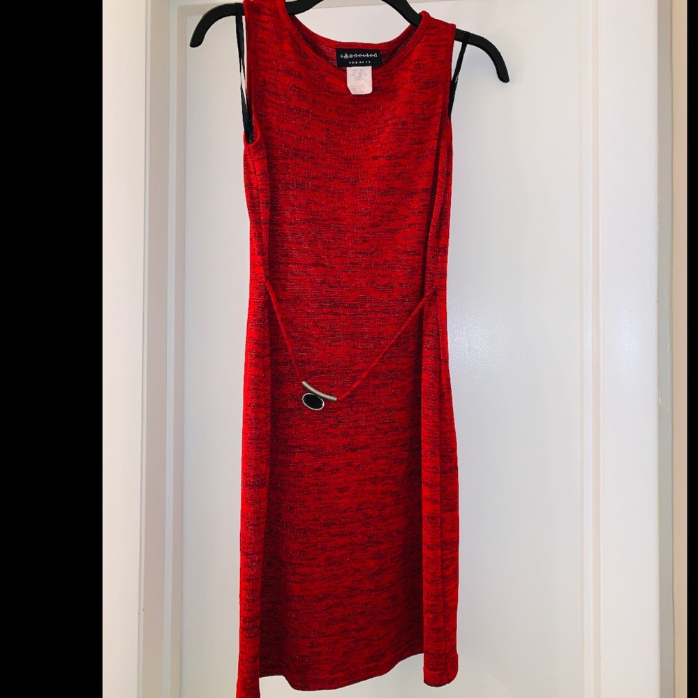 Connected apparel red and black dress. Size 6 petite.